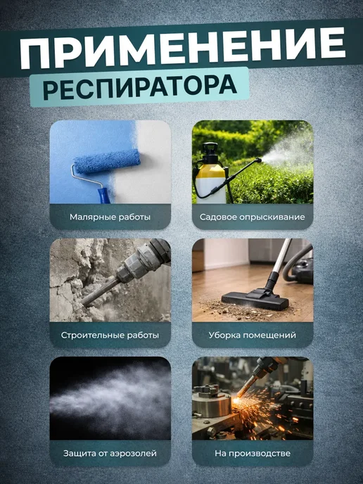 Респиратор профессиональный от яда краски и химии, вариант, фото 3
