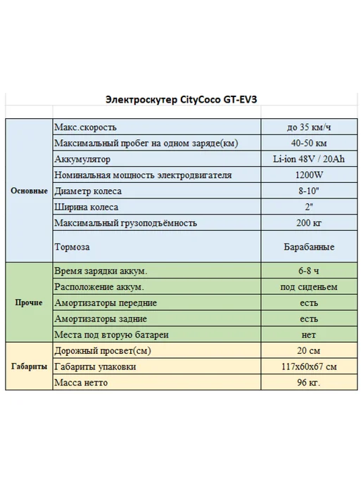 GT Электроскутер трицикл GT-EV3 48V 20Ah, черный, фото 3