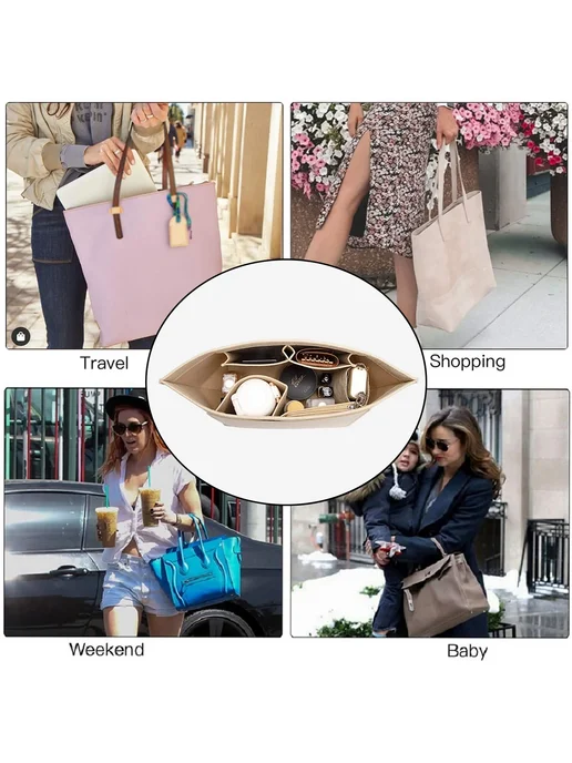 Нет бренда Войлочная Сумка-вкладыш для Longchamp Pink, бежевый, фото 7