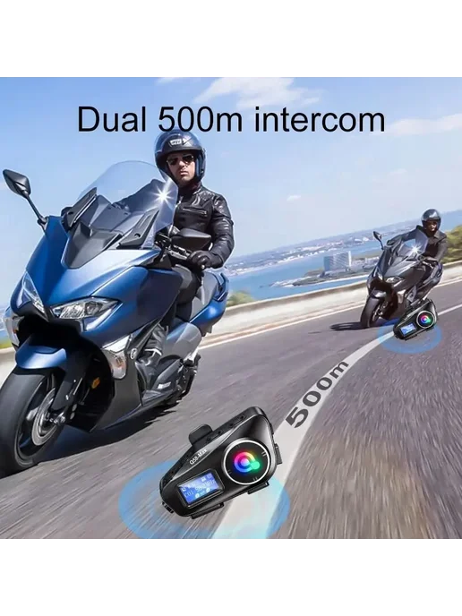 Нет бренда Мотогарнитура Bluetooth Q58-Max, 500м, IP65, черная, 500 м, фото 4