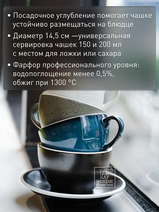 LOVERAMICS Блюдце под чашки 150 и 200 мл Egg, 14,5см, фарфор, Gunpowder, 200 мл, фото 2