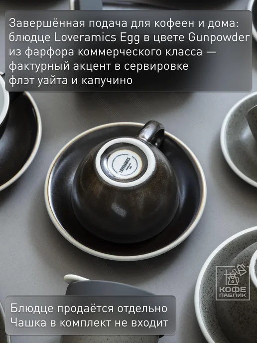 LOVERAMICS Блюдце под чашки 150 и 200 мл Egg, 14,5см, фарфор, Gunpowder, 200 мл, фото 3