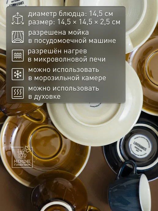 LOVERAMICS Блюдце под чашки 150 и 200 мл Egg, 14,5см, фарфор, Gunpowder, 200 мл, фото 4