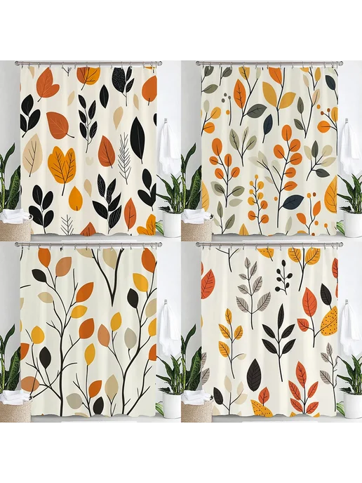 Нет бренда Шторка для душа осенний лист 90x180cm, цвет 1, вариант, фото 2