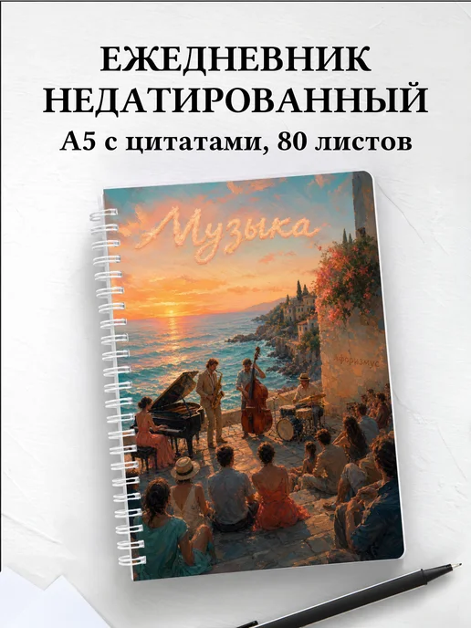 Ежедневник недатированный Музыка с мотивирующими цитатами