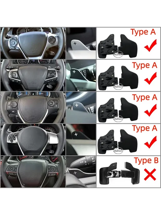 Нет бренда Накладки на подрулевые лепестки DSG Toyota For Type A Silver, серебристый, фото 4