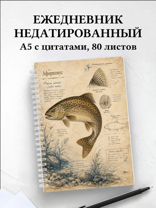 Ежедневник недатированный Форель с мотивирующими цитатами