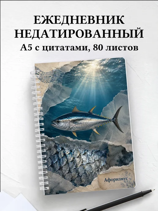 Ежедневник недатированный Тунец с мотивирующими цитатами