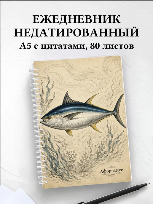 Ежедневник недатированный Тунец с мотивирующими цитатами