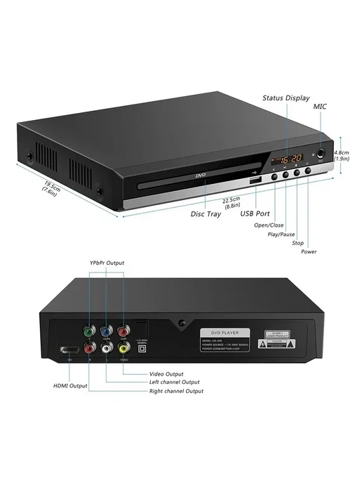 Нет бренда DVD-плеер 1080P EU PLUG 220V, HDMI ТВ-приставка US 110V, фото 4
