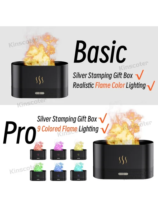 kinscoter USB настольный увлажнитель с эффектом пламени Whit, вариант, фото 7