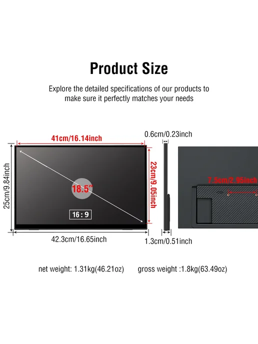 Anmite Портативный сенсорный монитор 120Гц Touch Screen Version, вариант, фото 4