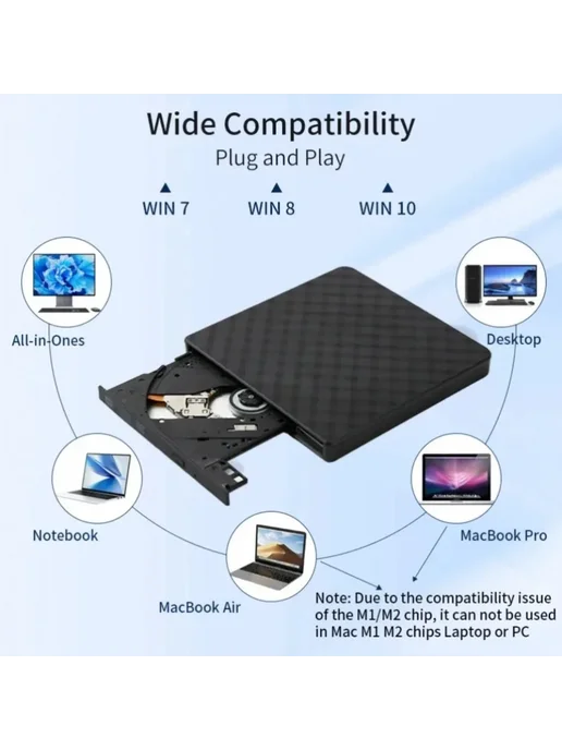 XIKCU Внешний оптический привод 2-в-1 для ноутбуков и ПК USB 3.0, вариант, фото 3