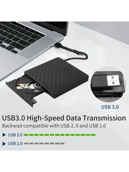 XIKCU Внешний оптический привод 2-в-1 для ноутбуков и ПК USB 3.0, вариант, фото 6
