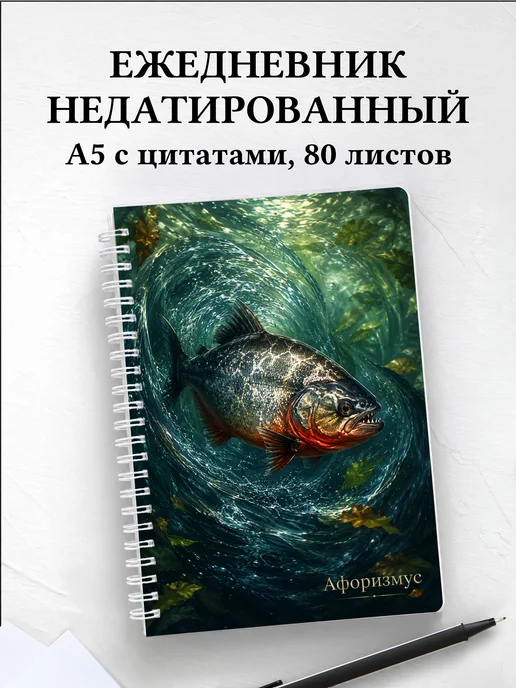 Ежедневник недатированный Пиранья с мотивирующими цитатами