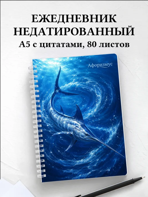 Ежедневник недатированный Рыба-меч с мотивирующими цитатами