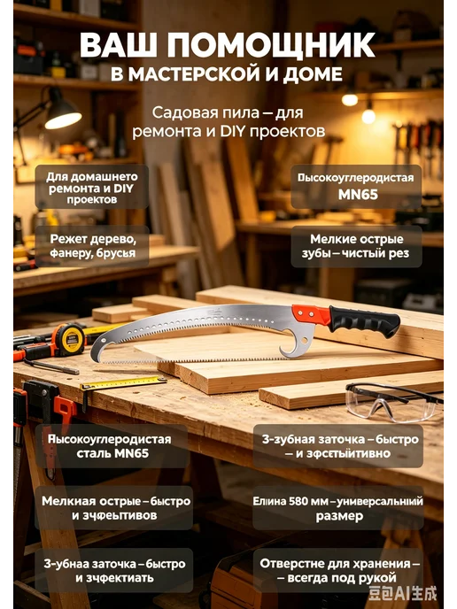 Пила штанговая садовая, серый