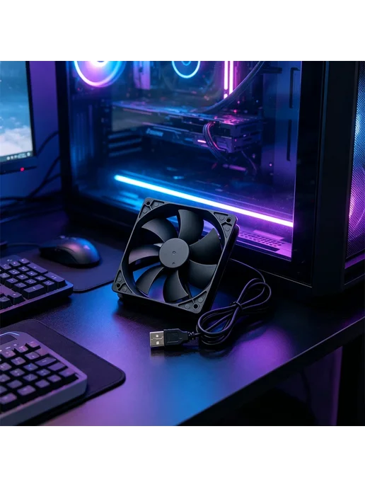 OUYUANSU USB вентилятор для компьютера 12см Black, черный, фото 4
