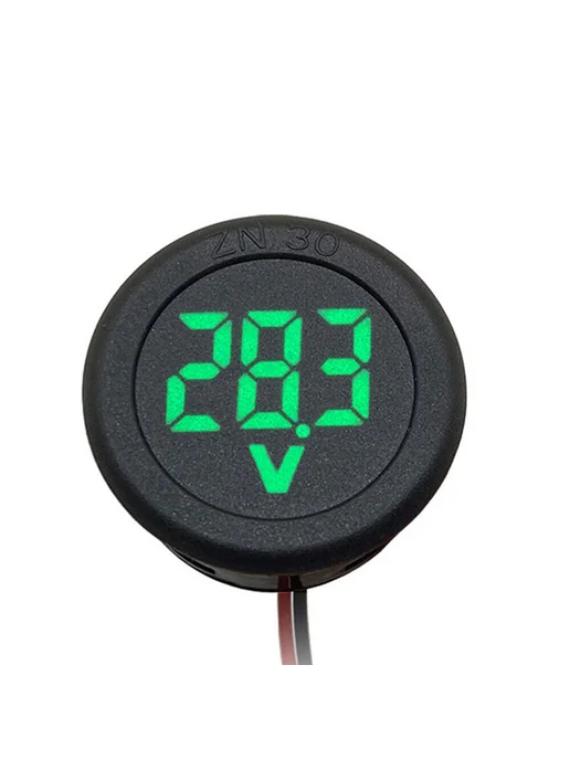 Метр напряжения 4-100V для авто, дисплей, круглый, двухжильн, вариант, фото 2