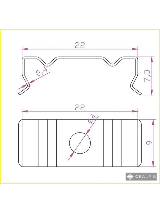 Клипса крепежная для П-профиля 22×7 мм, 22x7 мм, фото 2