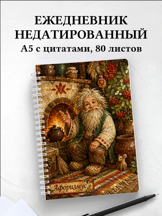 Ежедневник недатированный Домовой с мотивирующими цитатами