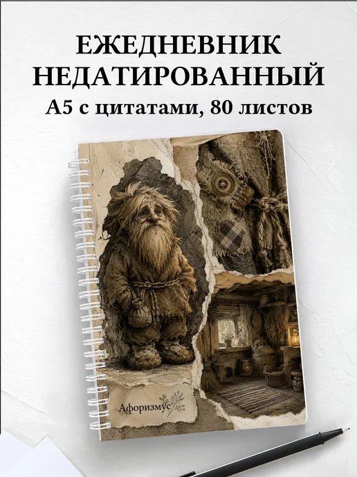 Ежедневник недатированный Домовой с мотивирующими цитатами