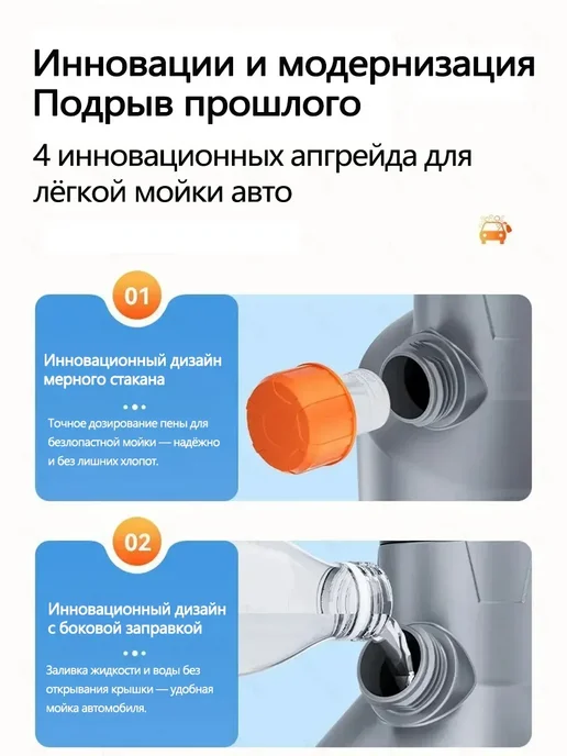 Пеногенератор аккумуляторный для мойки, пенообразователь, 2 л, 2 шт, фото 8