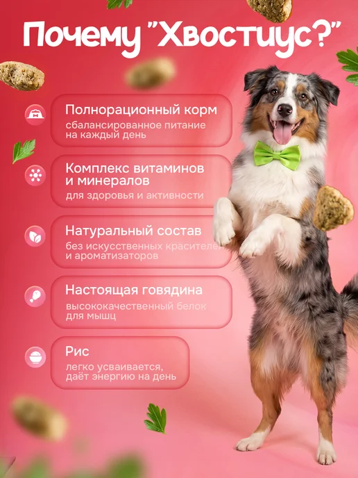 Сухой корм ХВОСТиУС для собак, ягненок, 1 кг, фото 2