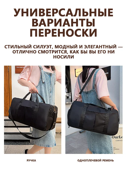 сумка большая спортивная для бассейна для фитнеса, черный, фото 4