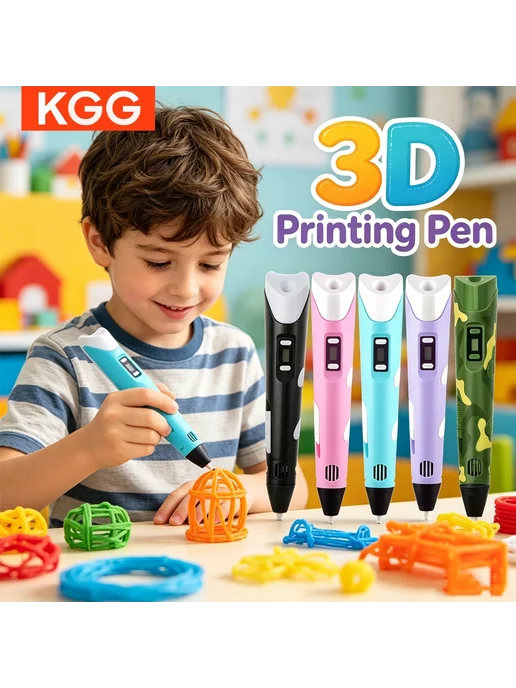 Нет бренда 3D-ручка с ЖК-экраном для детей PinkUSB NoPLA, PinkUSB 9MPLA, фото 2