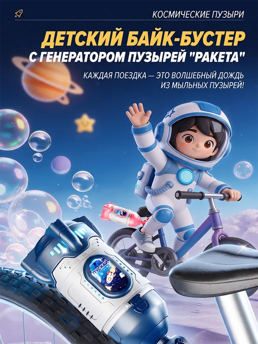 генератор мыльных пузырей для велосипеда с подсветкой, синий