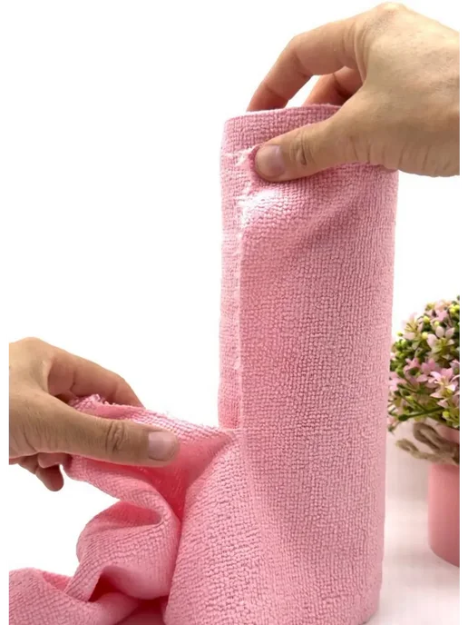 мар0404 Розовые салфетки из микрофибры 25x25 см, 30 шт, 25x25 см, 30 шт, фото 6