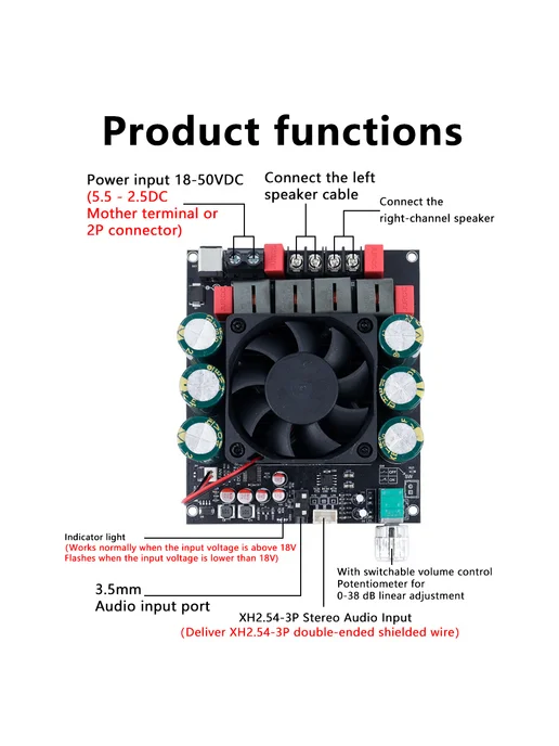 ZK-6002 2-канальный цифровой усилитель мощности 600W + 600W, 600 Вт, 600 Вт, фото 3