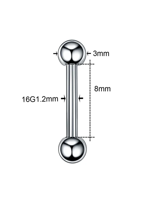 SWANJO Титановый коннектор для пирсинга, 16G 1.2mm, 8mm, 3mm, Style, 16 г
