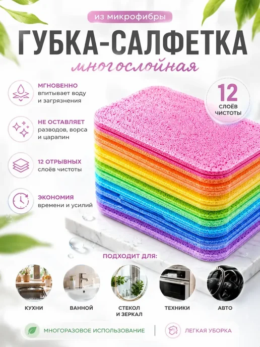 Отрывная салфетка из микрофибры для кухни и дома, голубой, фото 2