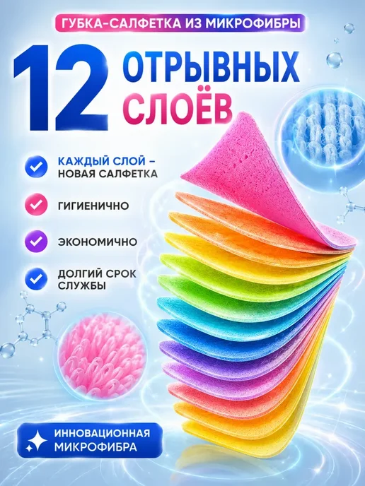 Отрывная салфетка из микрофибры для кухни и дома, голубой, фото 3