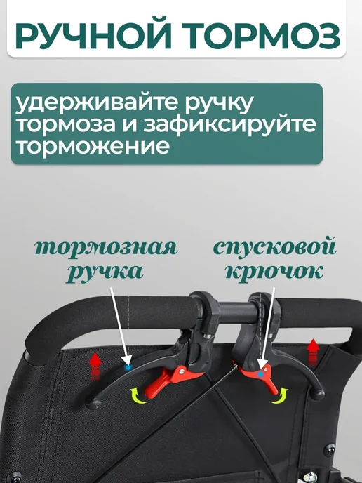 Кресло каталка инвалидная складная 40 см, черный, фото 8