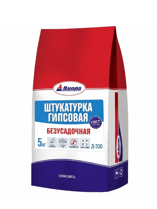 Штукатурка гипсовая Д-330 25 кг, 5 кг