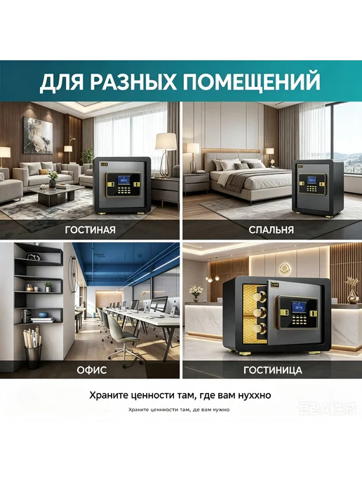 Устойчивый сейф с кодовым замком для важных документов, черный, фото 4