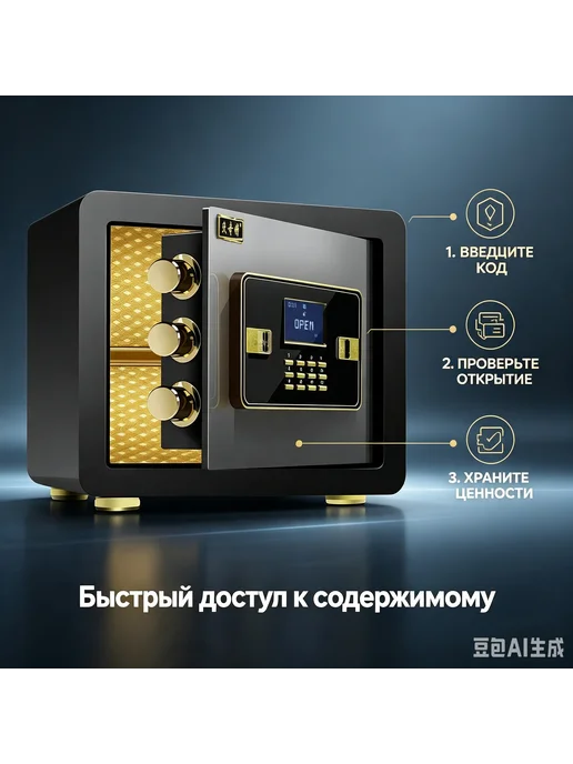 Устойчивый сейф с кодовым замком для важных документов, черный, фото 7