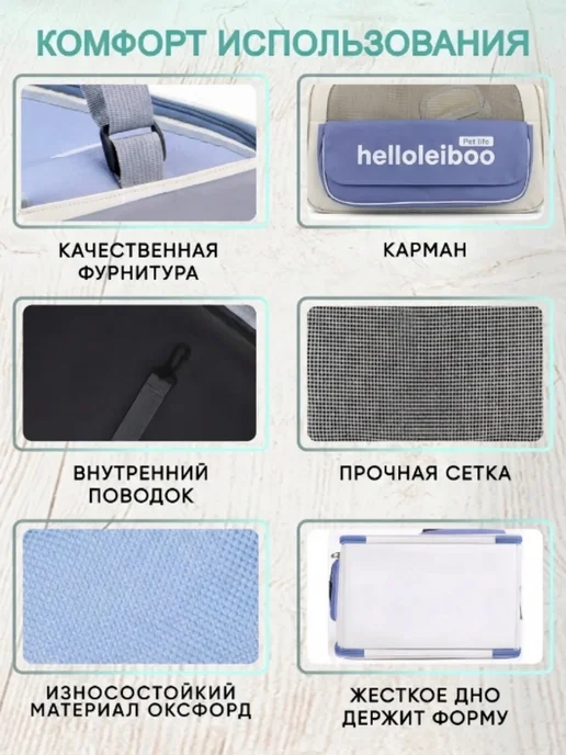 Нет бренда Переноска для кошек и собак, голубой, фото 4