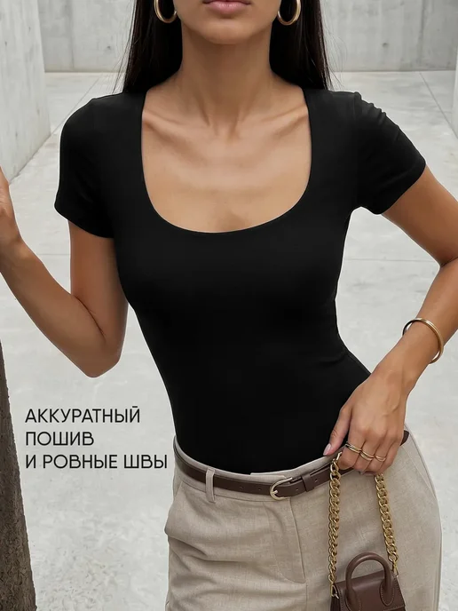 KODALIFE Боди утягивающее с коротким рукавом футболка скимс, черный, фото 8