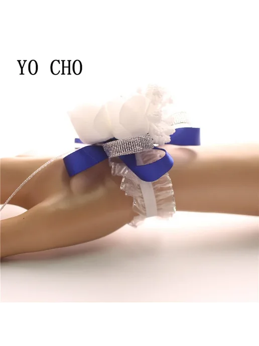 YO CHO искусственные розы корсаж для свадьбы зеленый, оранжевый, фото 3