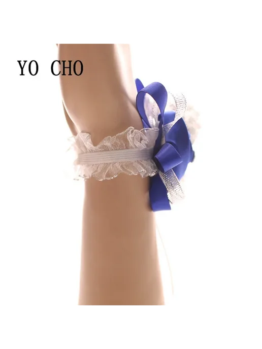 YO CHO Шелк Розовый Корсаж на запястье Белый, бордовый, белый, фото 5