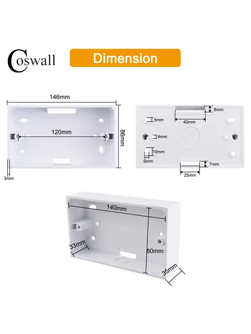 Нет бренда Коробка Coswall для выключателей и розеток White 6pcs, 6 шт, фото 6