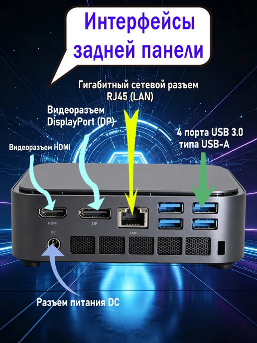 TEN MOON Мини ПК MINI PC 8GB+256GB, 8 ГБ, 128 ГБ, фото 4