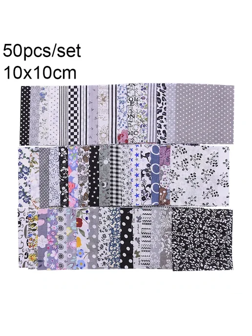 Нет бренда 50шт. Хлопок 10х10см, ткань с горошком, 50 шт
