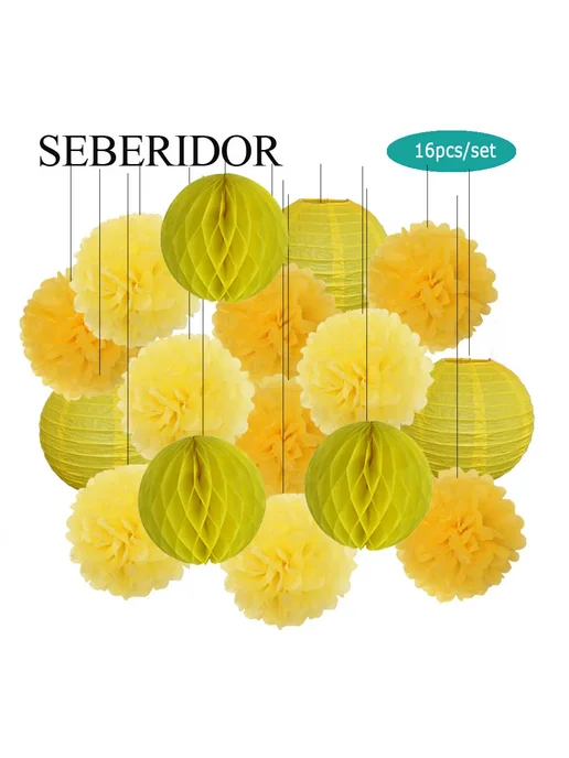 SEBERIDOR Набор бумажных фонариков 24 шт. Light Blue Set, голубой, фото 2
