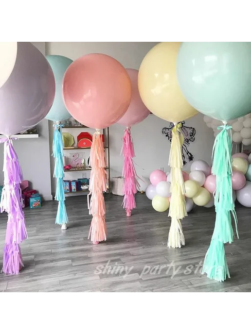 Матовый гелиевый шар JIMMYTU tassels light blue, зеленый, фото 2