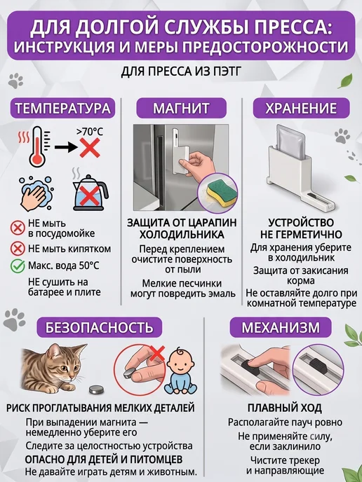 Пресс-стакан 3 в 1 для влажного корма, белый, фото 4